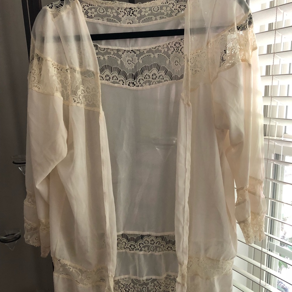 Sheer cream lace cardigan